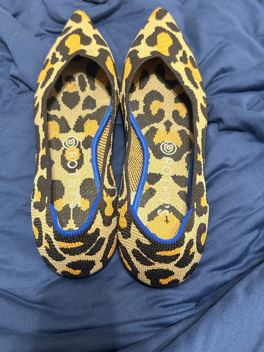 Rothy's Leopard Print Pointed-Toe Flats in Yellow and Black